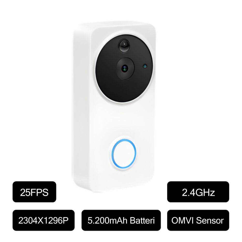 3MP videodørklokke med ringeklokke
